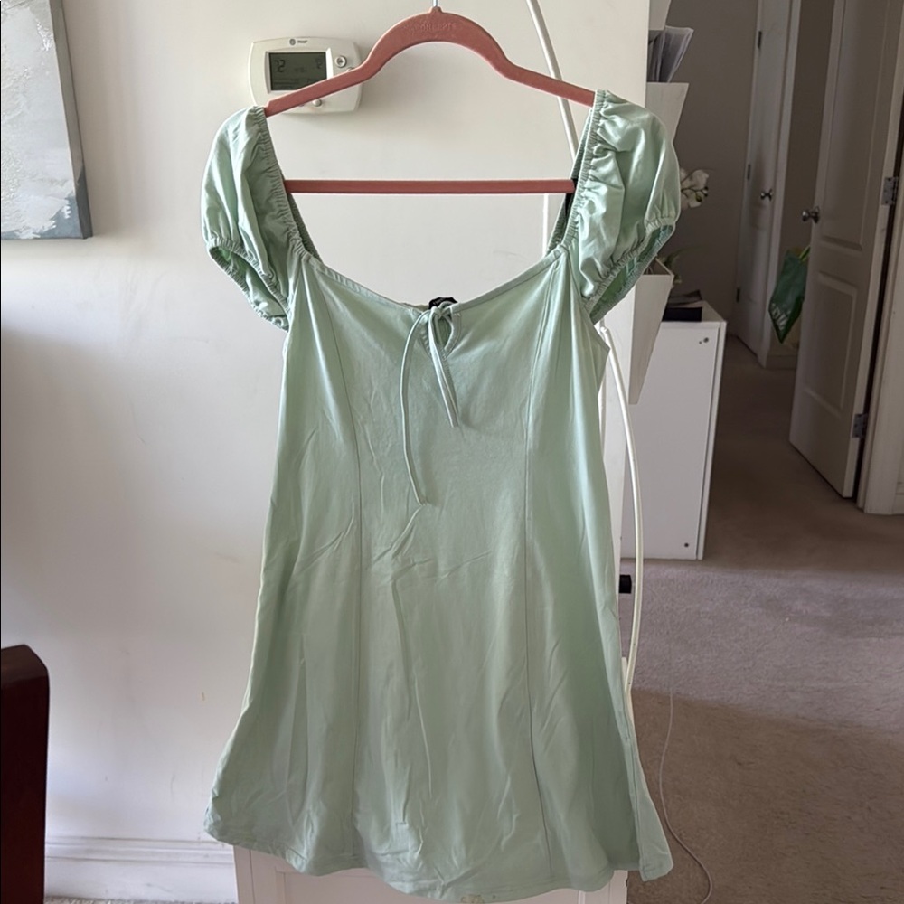 Sage Green Puff Sleeve Women's sundress